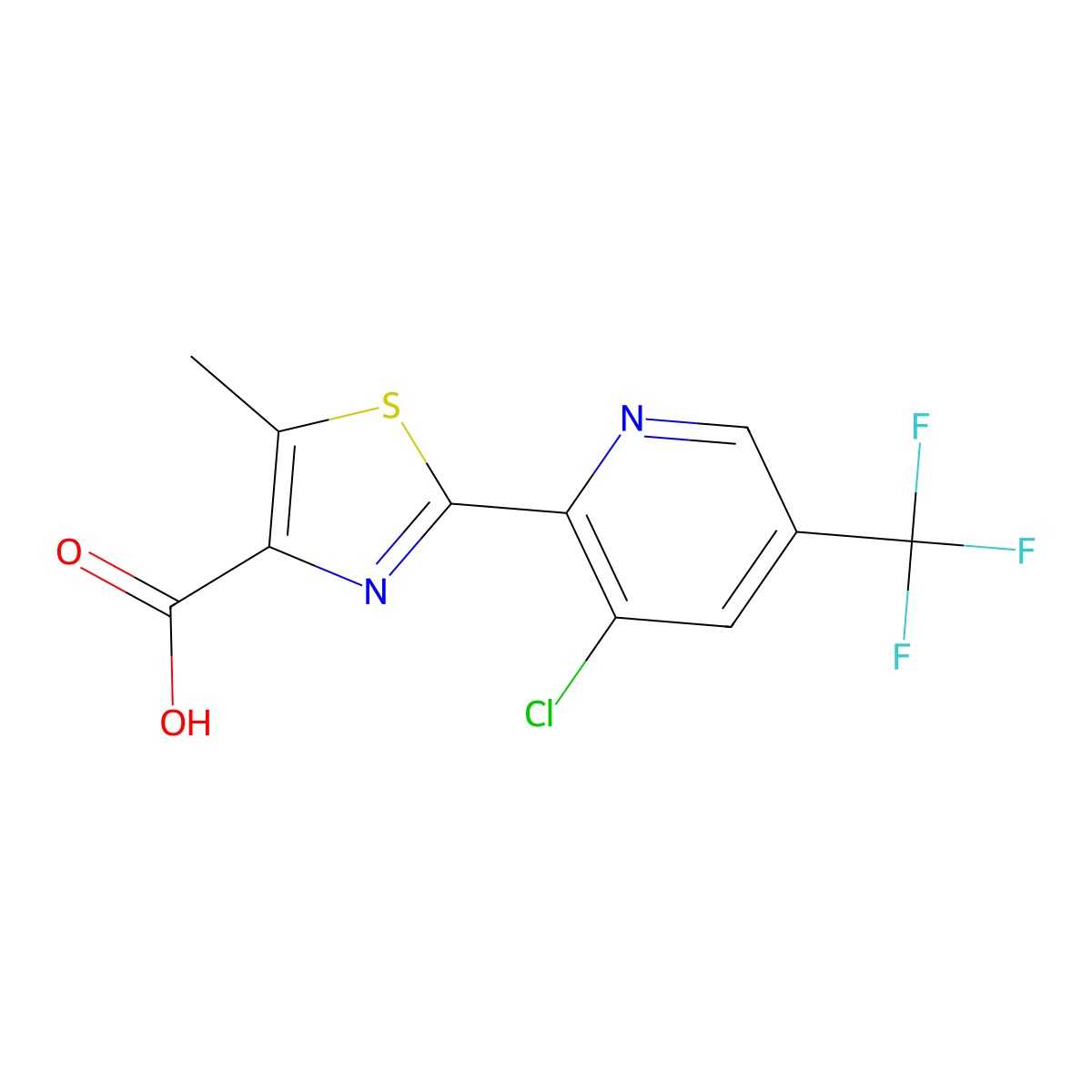 2-(3-Chloro-5-(trifluoromethyl)pyridin-2-yl)-5-methylthiazole-4-carboxylic acid molecular structure, CAS 1823182-73-5