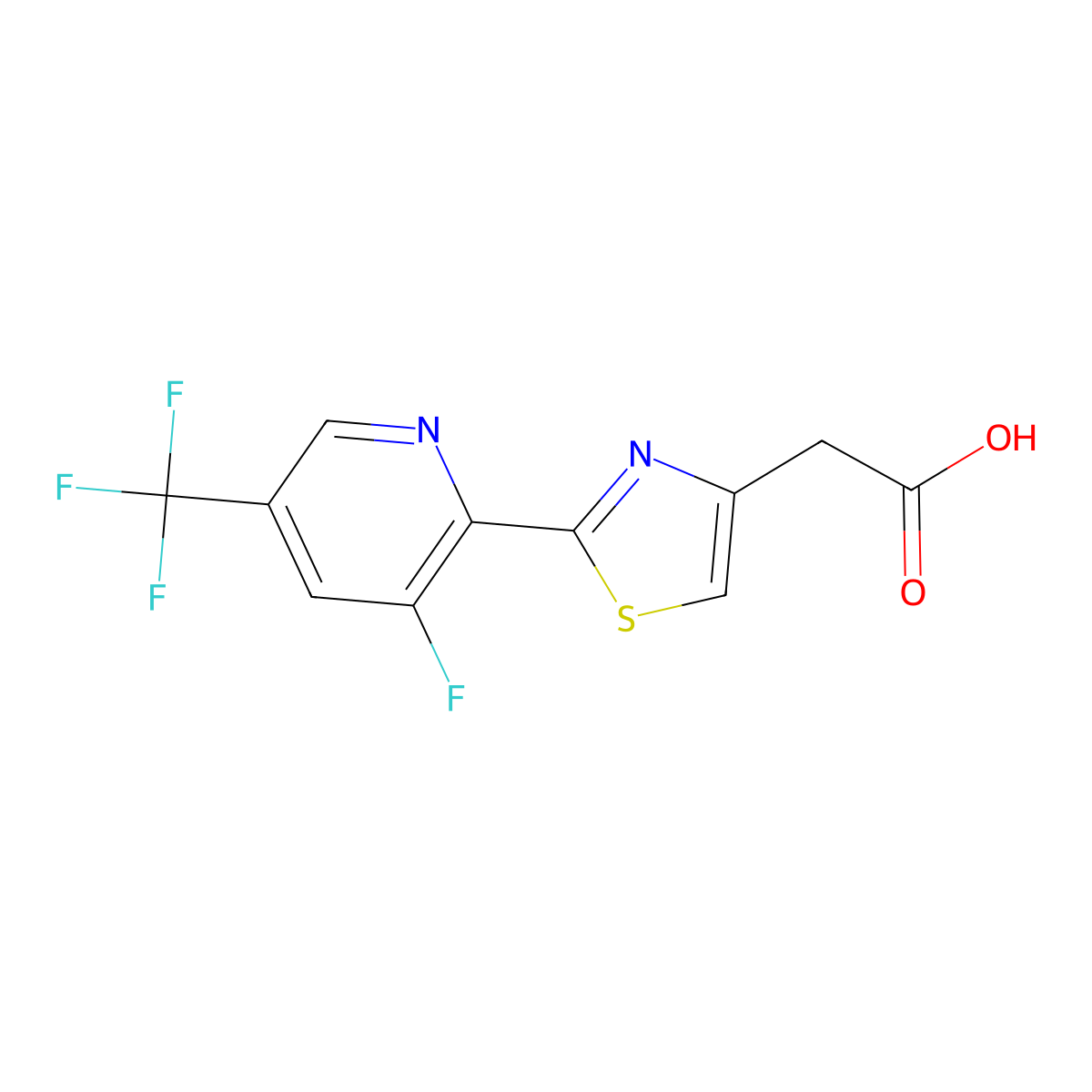 2-(2-(3-Fluoro-5-(trifluoromethyl)pyridin-2-yl)thiazol-4-yl)acetic acid molecular structure, CAS 1823182-75-7