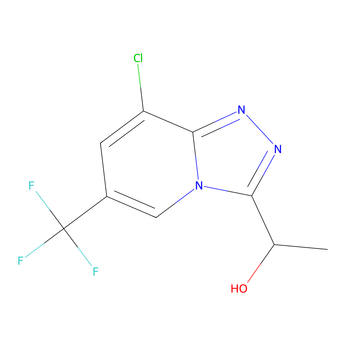 1-(8-Chloro-6-(trifluoromethyl)-[1,2,4]triazolo[4,3-a]pyridin-3-yl)ethanol molecular structure, CAS 1823182-85-9
