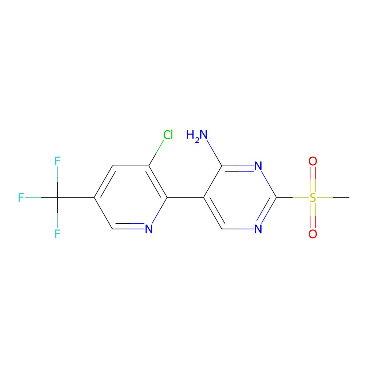 5-(3-Chloro-5-(trifluoromethyl)pyridin-2-yl)-2-(methylsulfonyl)pyrimidin-4-amine molecular structure, CAS 1823183-00-1