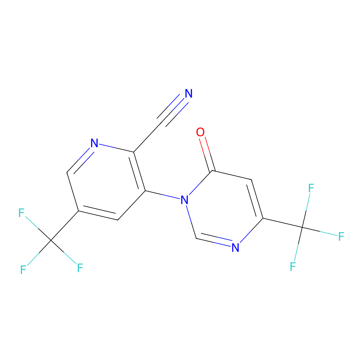 3-(6-oxo-4-(trifluoromethyl)pyrimidin-1(6H)-yl)-5-(trifluoromethyl)picolinonitrile molecular structure, CAS 1823183-17-0
