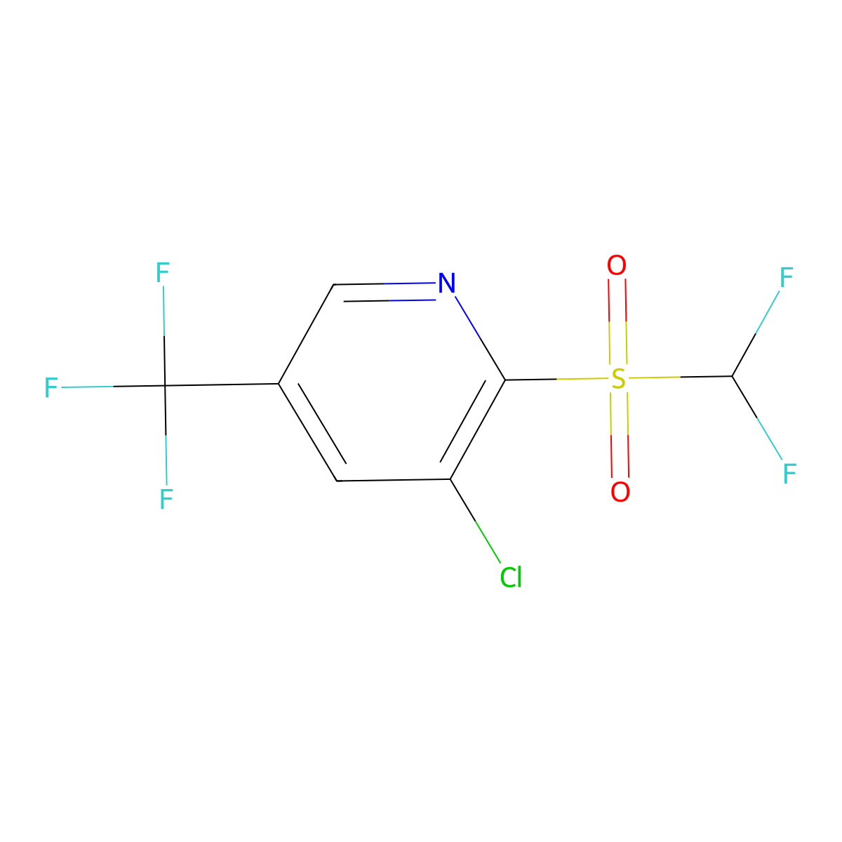 3-Chloro-2-((difluoromethyl)sulfonyl)-5-(trifluoromethyl)pyridine molecular structure, CAS 1823183-18-1
