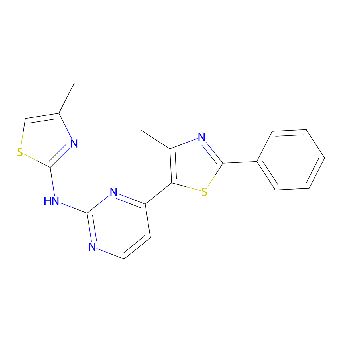 N-(4-methyl-1,3-thiazol-2-yl)-4-(4-methyl-2-phenyl-1,3-thiazol-5-yl)pyrimidin-2-amine molecular structure, CAS 1823183-21-6