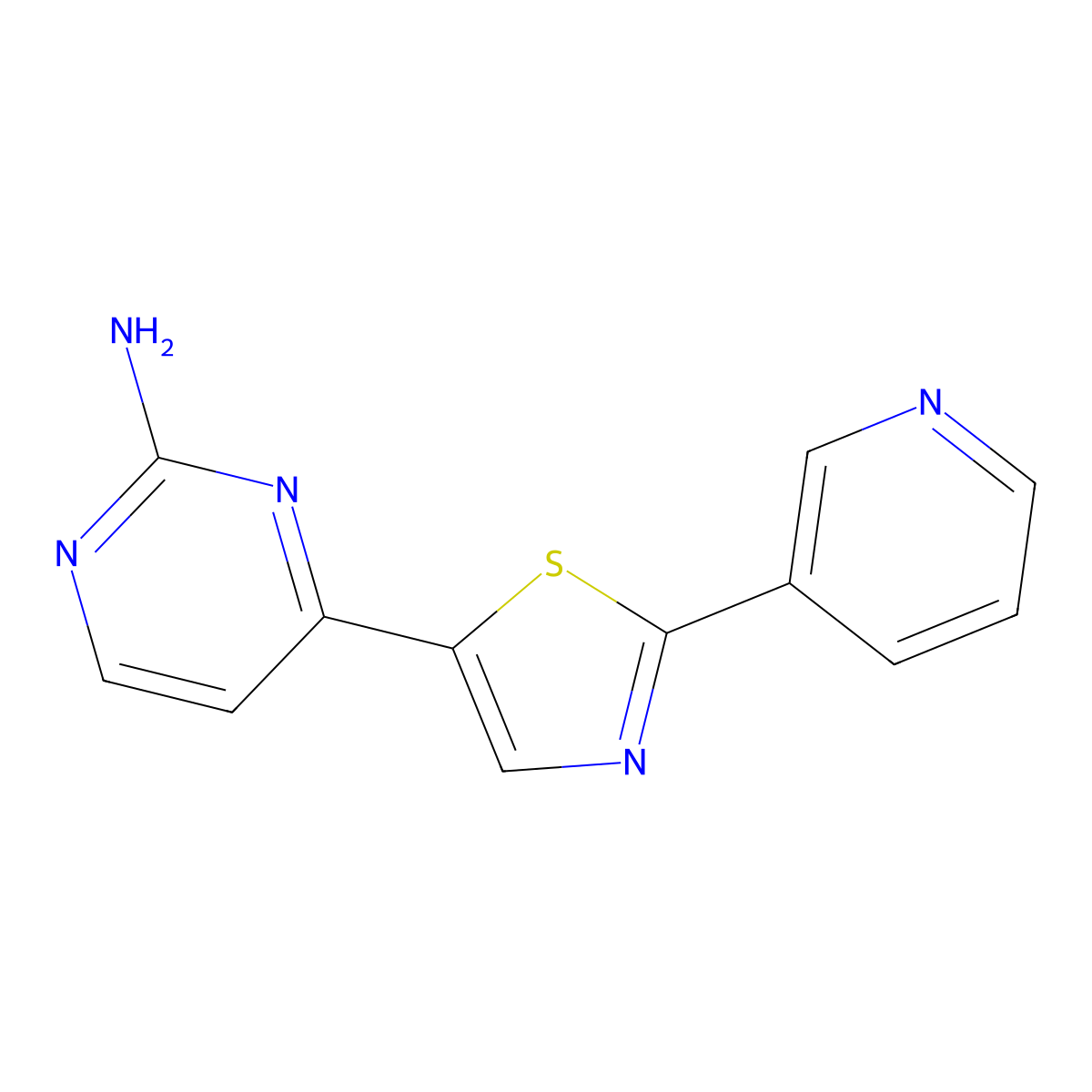 4-[2-(Pyridin-3-yl)-1,3-thiazol-5-yl]pyrimidin-2-amine molecular structure, CAS 1823183-22-7