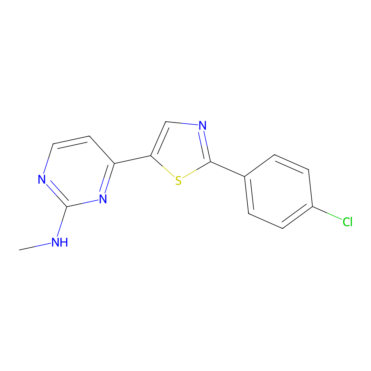 4-[2-(4-chlorophenyl)-1,3-thiazol-5-yl]-N-methylpyrimidin-2-amine molecular structure, CAS 1823183-26-1