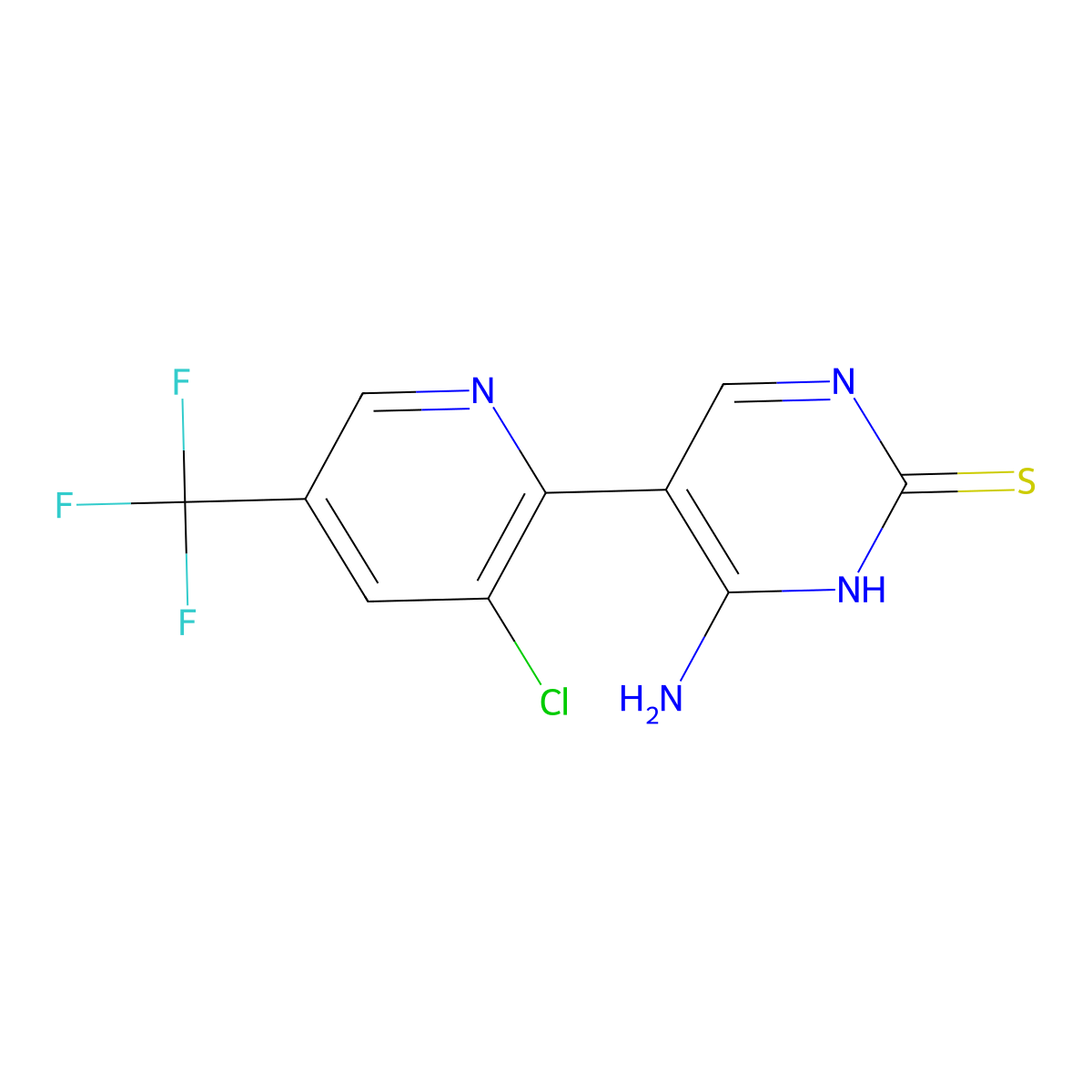 4-Amino-5-(3-chloro-5-(trifluoromethyl)pyridin-2-yl)pyrimidine-2-thiol molecular structure, CAS 1823183-35-2