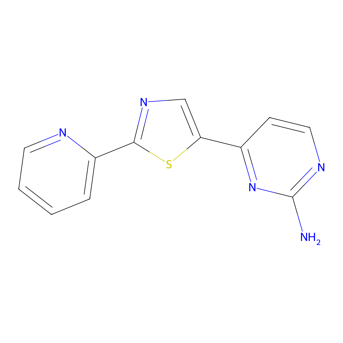 4-[2-(Pyridin-2-yl)-1,3-thiazol-5-yl]pyrimidin-2-amine molecular structure, CAS 1823183-38-5