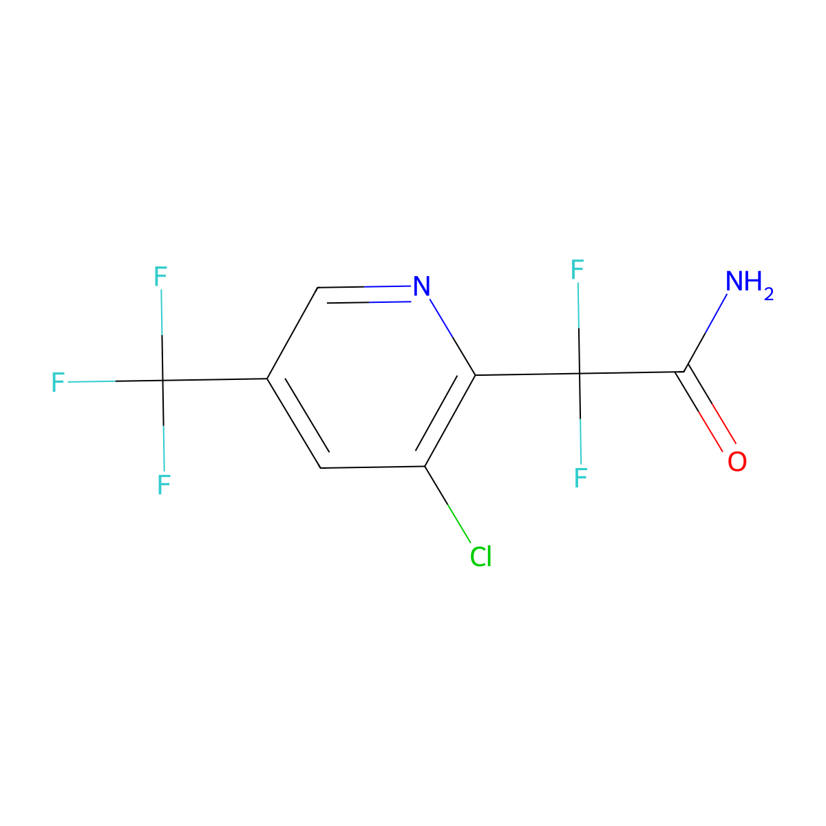 2-(3-Chloro-5-(trifluoromethyl)pyridin-2-yl)-2,2-difluoroacetamide molecular structure, CAS 1823183-40-9