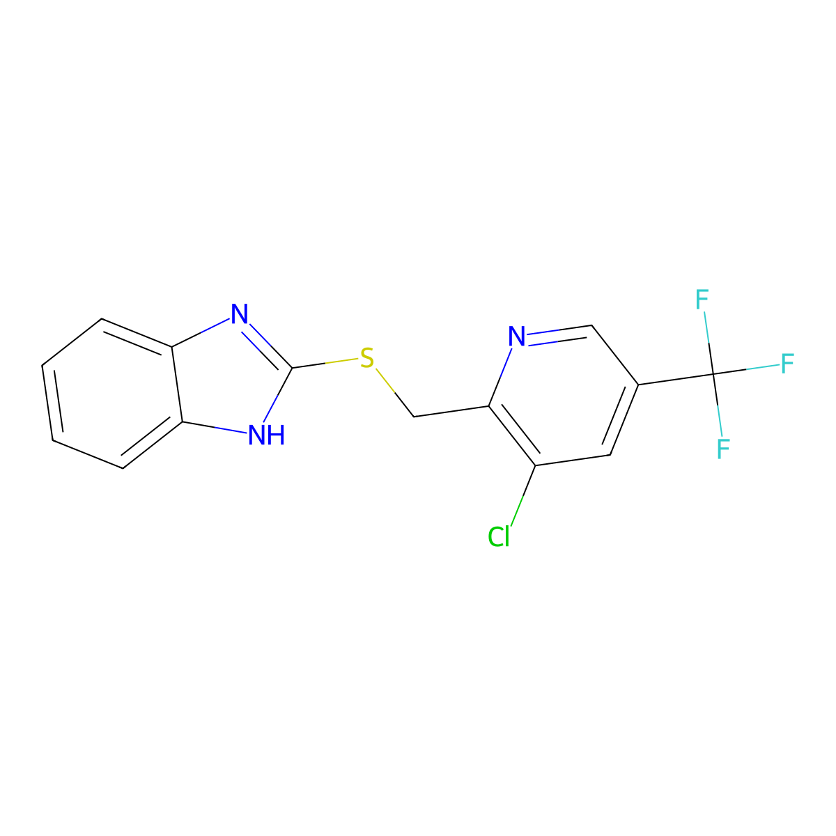 2-(((3-chloro-5-(trifluoromethyl)pyridin-2-yl)methyl)thio)-1H-benzo[d]imidazole molecular structure, CAS 1823183-58-9