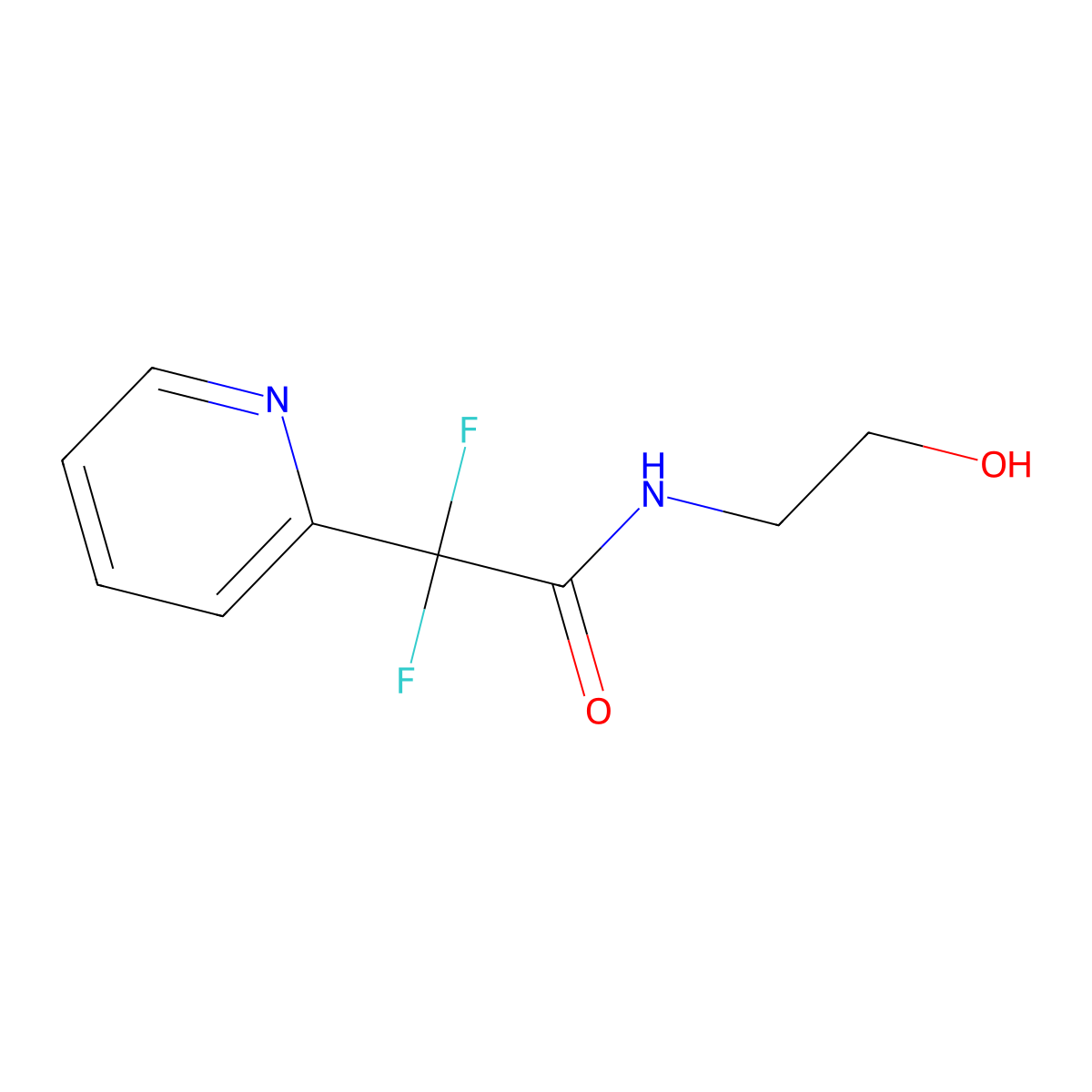 2,2-difluoro-N-(2-hydroxyethyl)-2-(pyridin-2-yl)acetamide molecular structure, CAS 1823183-62-5