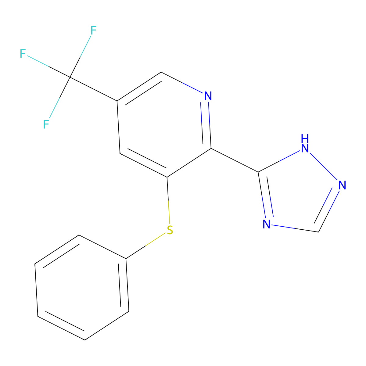 3-(phenylthio)-2-(1H-1,2,4-triazol-3-yl)-5-(trifluoromethyl)pyridine molecular structure, CAS 1823183-64-7