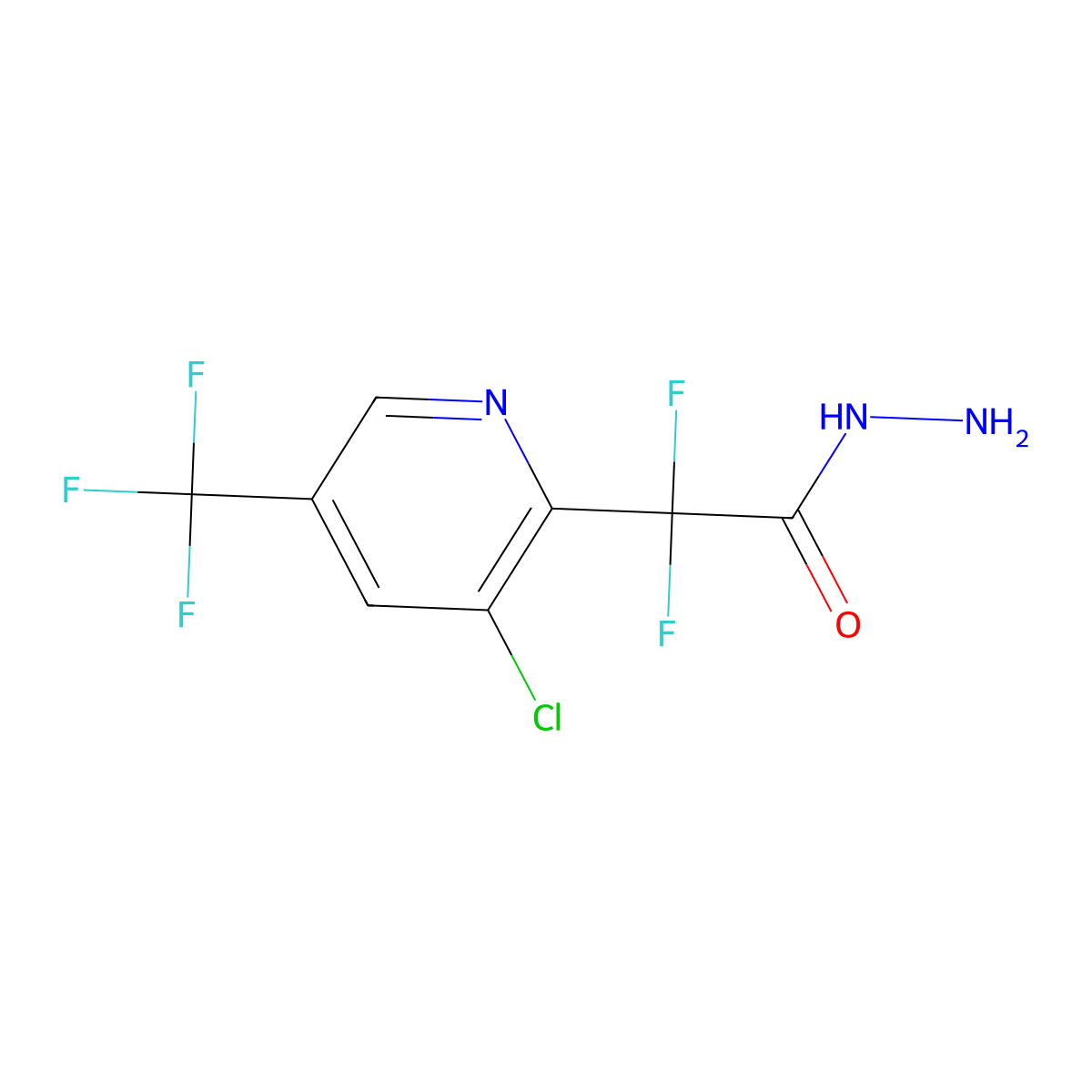 2-(3-Chloro-5-(trifluoromethyl)pyridin-2-yl)-2,2-difluoroacetohydrazide molecular structure, CAS 1823183-73-8