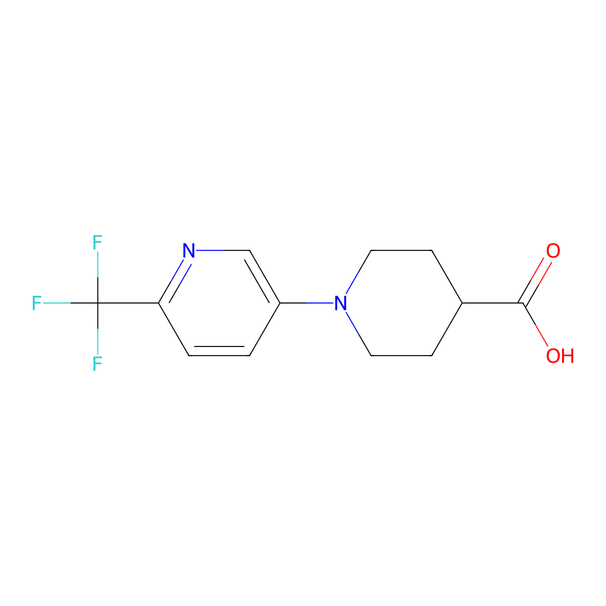 1-[6-(Trifluoromethyl)pyridin-3-yl]piperidine-4-carboxylic acid molecular structure, CAS 1823183-74-9