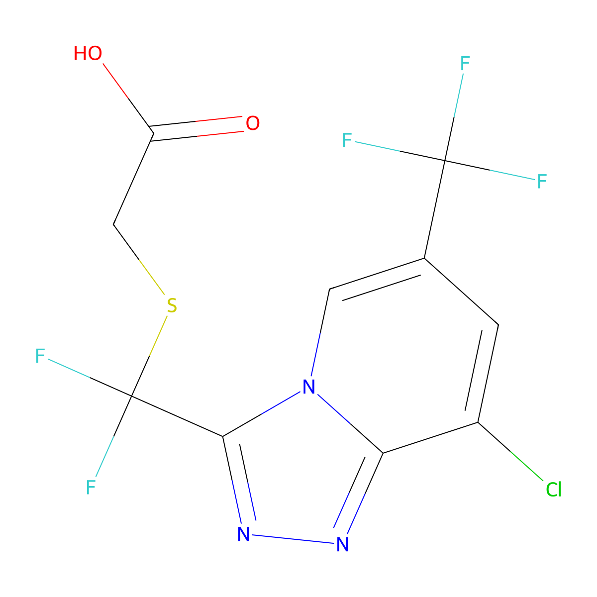 2-(((8-Chloro-6-(trifluoromethyl)-[1,2,4]triazolo[4,3-a]pyridin-3-yl)difluoromethyl)thio)acetic acid molecular structure, CAS 1823183-77-2