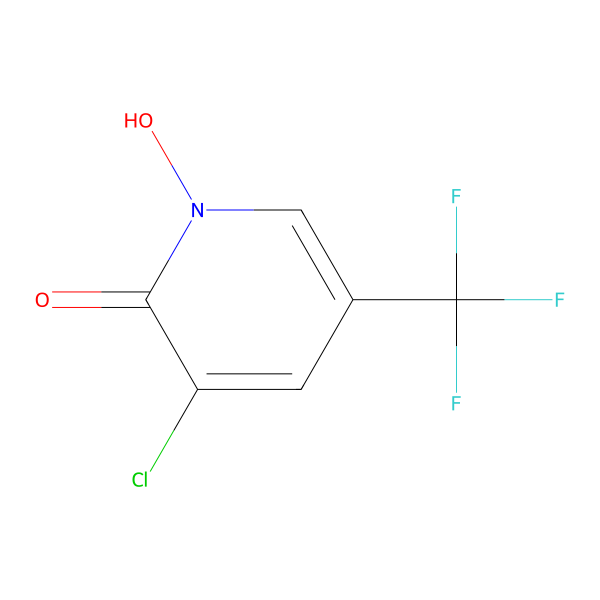 3-chloro-1-hydroxy-5-(trifluoromethyl)pyridin-2(1H)-one molecular structure, CAS 1823183-80-7