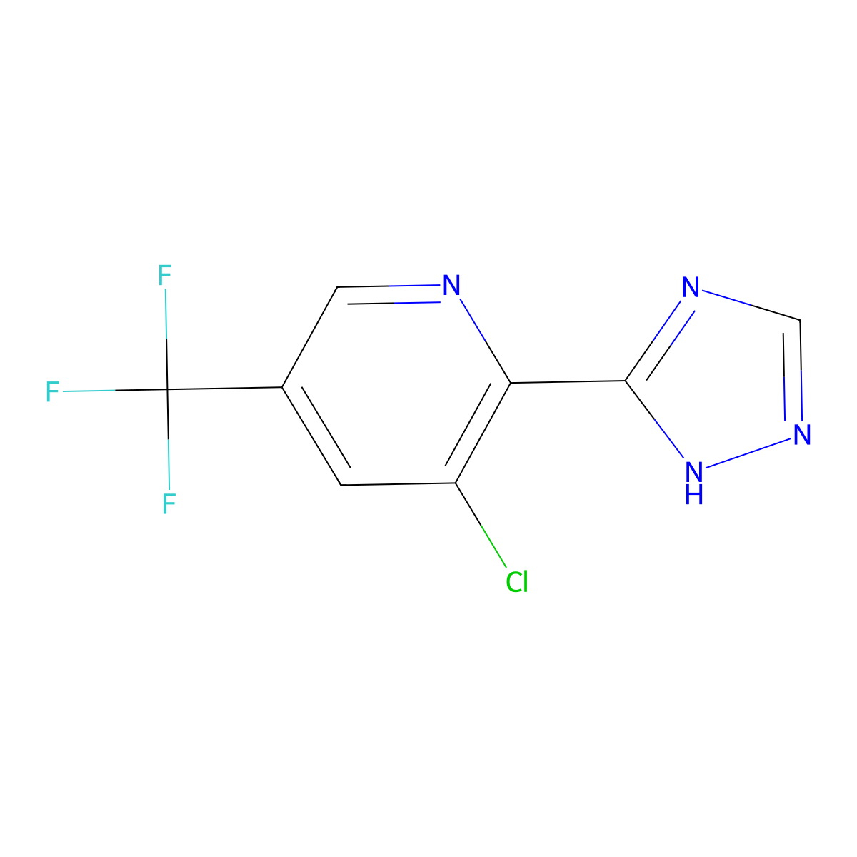 3-chloro-2-(1H-1,2,4-triazol-5-yl)-5-(trifluoromethyl)pyridine molecular structure, CAS 1823183-85-2
