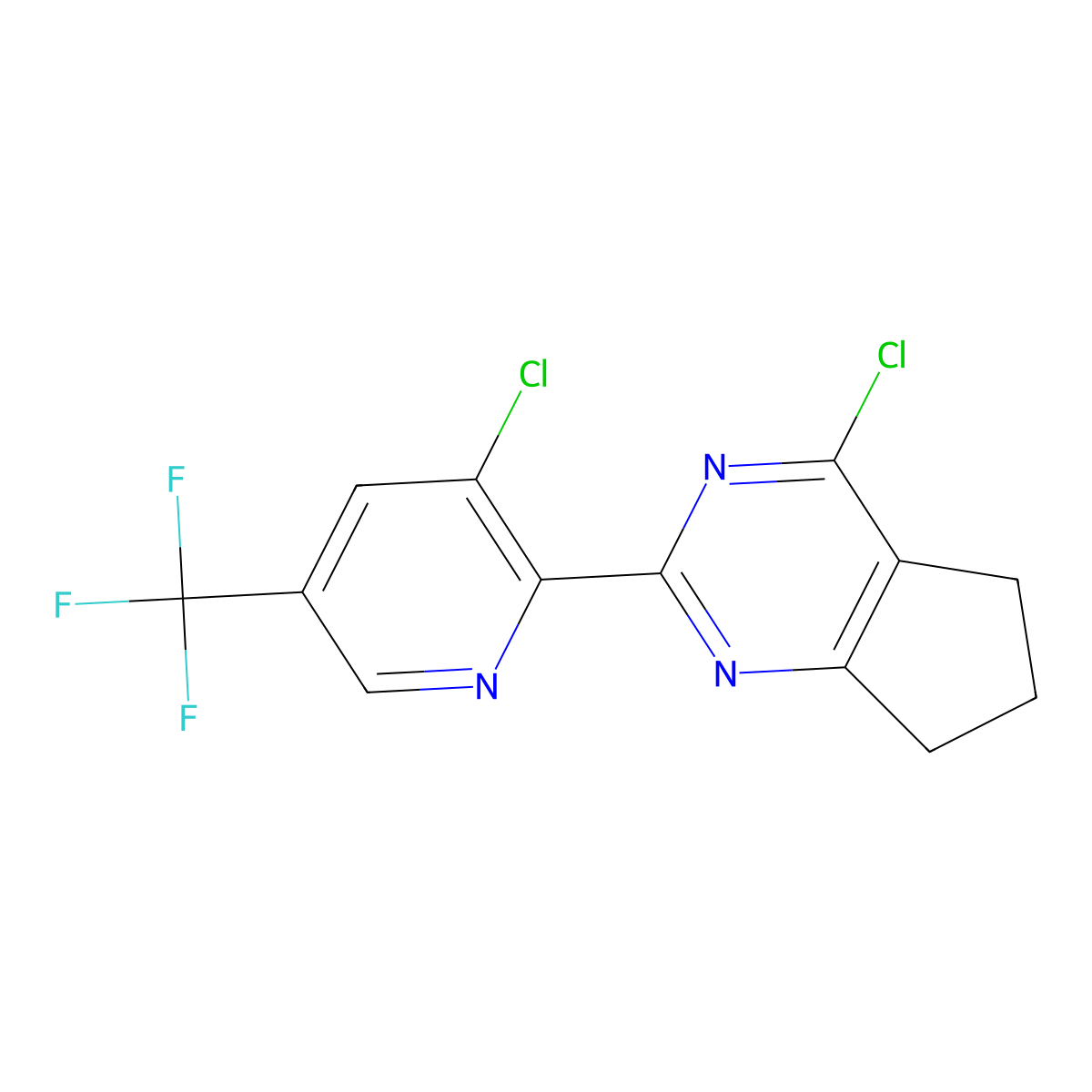 4-chloro-2-(3-chloro-5-(trifluoromethyl)pyridin-2-yl)-6,7-dihydro-5H-cyclopenta[d]pyrimidine molecular structure, CAS 1823183-94-3