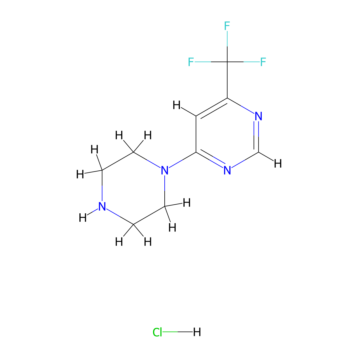 4-(Piperazin-1-yl)-6-(trifluoromethyl)pyrimidine hydrochloride molecular structure, CAS 1823184-25-3