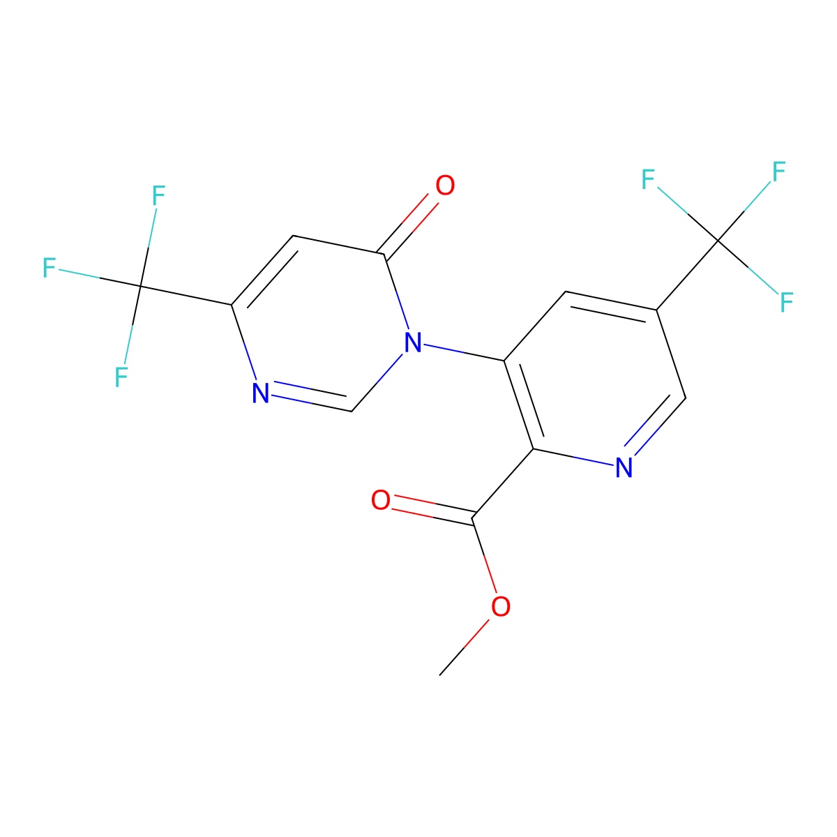 methyl 3-(6-oxo-4-(trifluoromethyl)pyrimidin-1(6H)-yl)-5-(trifluoromethyl)picolinate molecular structure, CAS 1823184-30-0
