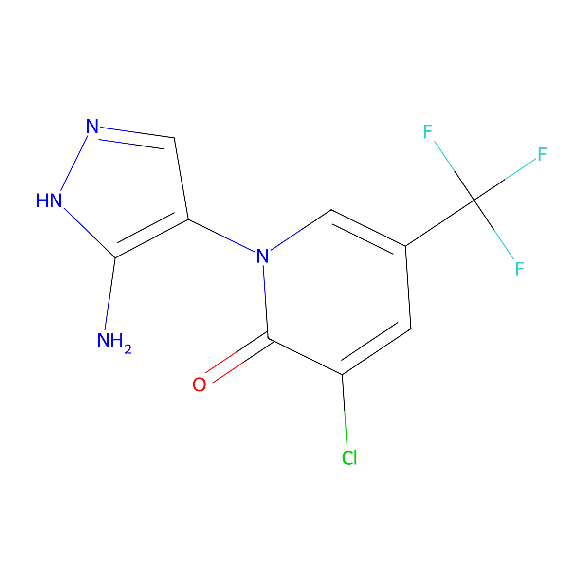 1-(3-amino-1H-pyrazol-4-yl)-3-chloro-5-(trifluoromethyl)pyridin-2(1H)-one molecular structure, CAS 1823184-31-1