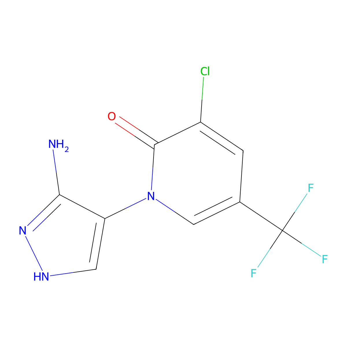 1-(3-amino-1H-pyrazol-4-yl)-3-chloro-5-(trifluoromethyl)pyridin-2(1H)-one molecular structure, CAS 1823184-31-1