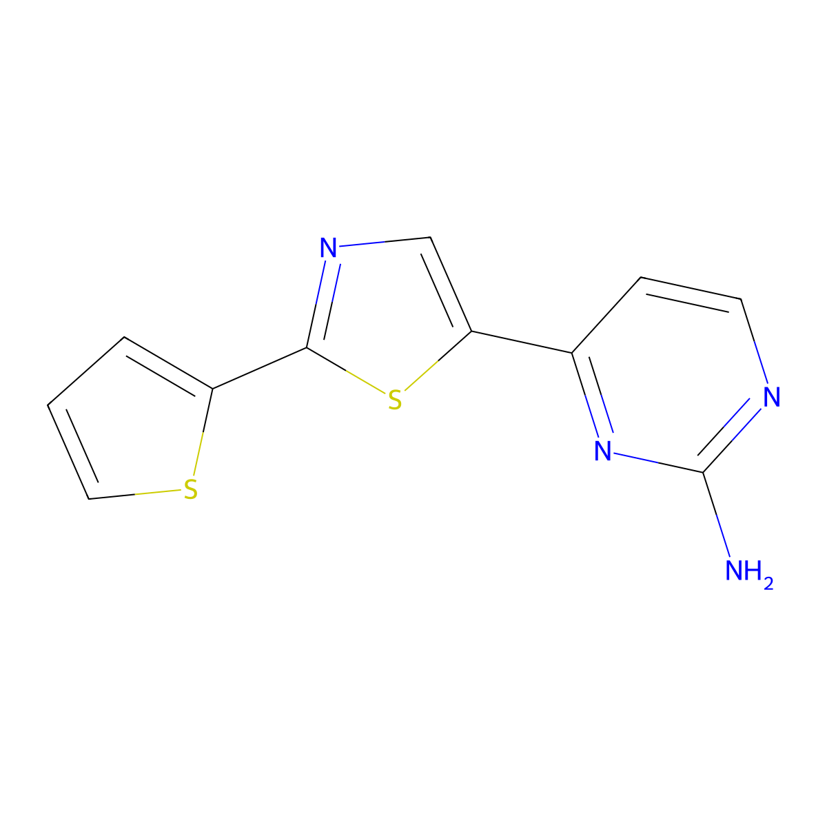 4-[2-(Thiophen-2-yl)-1,3-thiazol-5-yl]pyrimidin-2-amine molecular structure, CAS 1823184-33-3