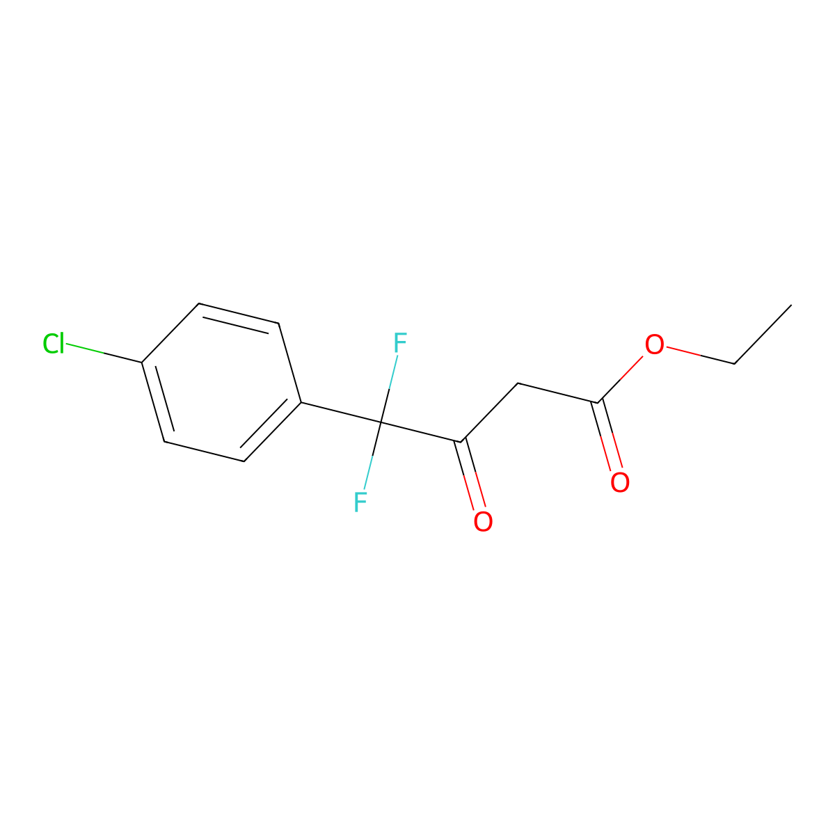 Ethyl 4-(4-chlorophenyl)-4,4-difluoro-3-oxobutanoate molecular structure, CAS 1823184-46-8