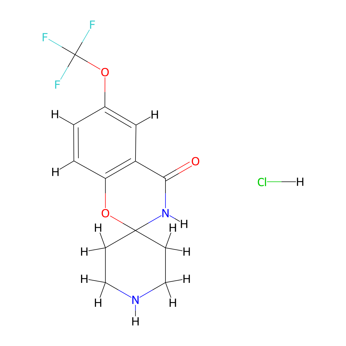 6-(trifluoromethoxy)spiro[benzo[e][1,3]oxazine-2,4'-piperidin]-4(3H)-one hydrochloride salt molecular structure, CAS 1823184-48-0