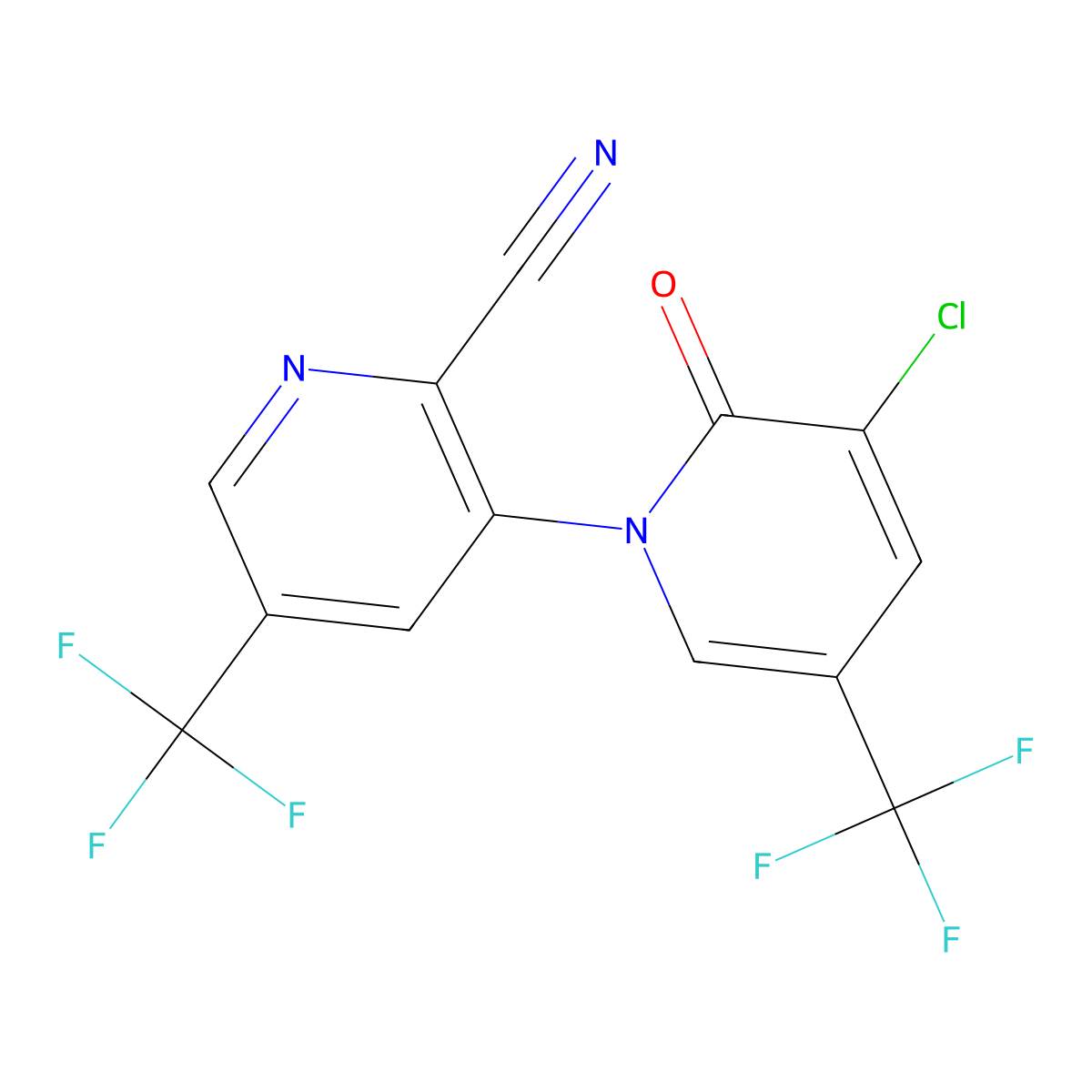 3-chloro-2-oxo-5,5'-bis(trifluoromethyl)-2H-[1,3'-bipyridine]-2'-carbonitrile molecular structure, CAS 1823187-96-7