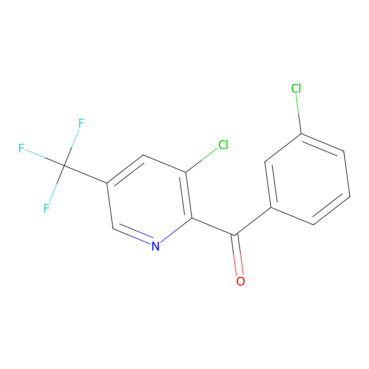 (3-Chloro-5-(trifluoromethyl)pyridin-2-yl)(3-chlorophenyl)methanone molecular structure, CAS 1823188-09-5