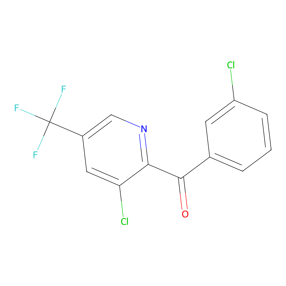 (3-Chloro-5-(trifluoromethyl)pyridin-2-yl)(3-chlorophenyl)methanone molecular structure, CAS 1823188-09-5