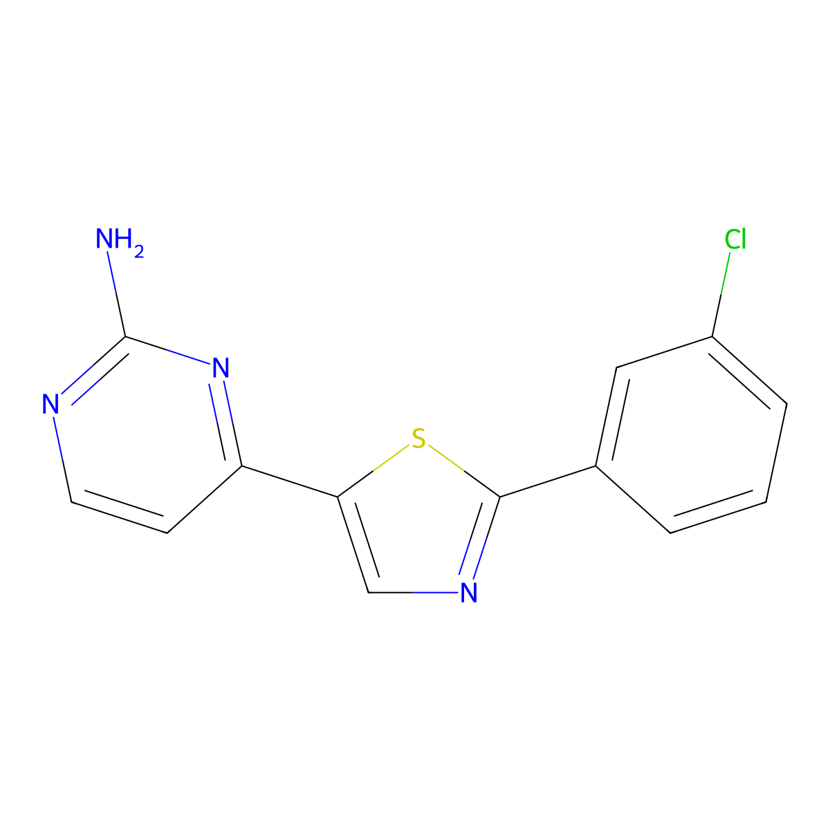 4-[2-(3-Chlorophenyl)-1,3-thiazol-5-yl]pyrimidin-2-amine molecular structure, CAS 1823188-40-4