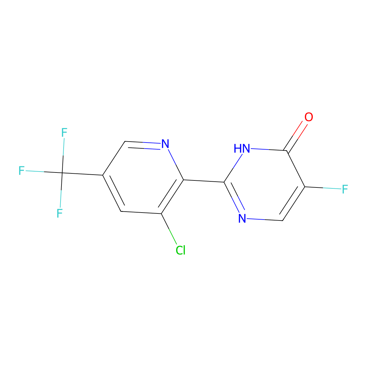 2-(3-chloro-5-(trifluoromethyl)pyridin-2-yl)-5-fluoropyrimidin-4(3H)-one molecular structure, CAS 1823188-43-7