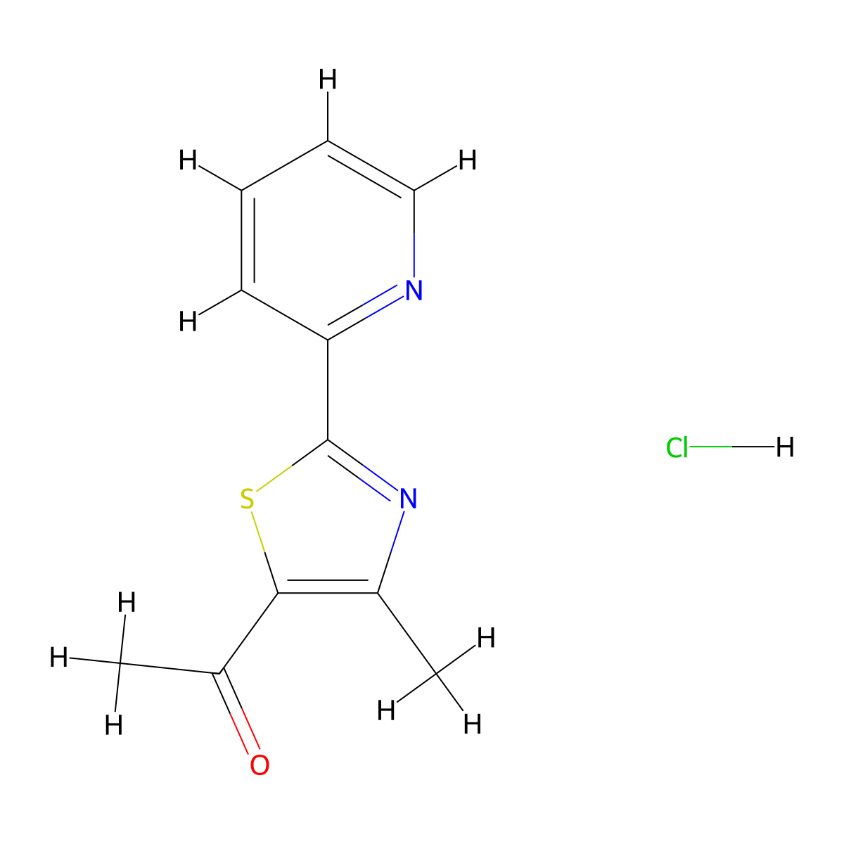 1-[4-Methyl-2-(pyridin-2-yl)-1,3-thiazol-5-yl]ethan-1-one hydrochloride molecular structure, CAS 1823188-47-1