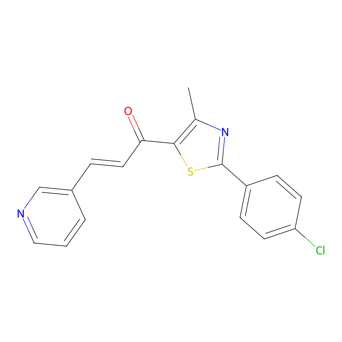 1-[2-(4-Chlorophenyl)-4-methyl-1,3-thiazol-5-yl]-3-pyridin-3-ylprop-2-en-1-one molecular structure, CAS 1823194-60-0