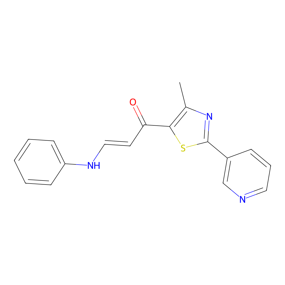 3-Anilino-1-(4-methyl-2-pyridin-3-yl-1,3-thiazol-5-yl)prop-2-en-1-one molecular structure, CAS 1823194-61-1