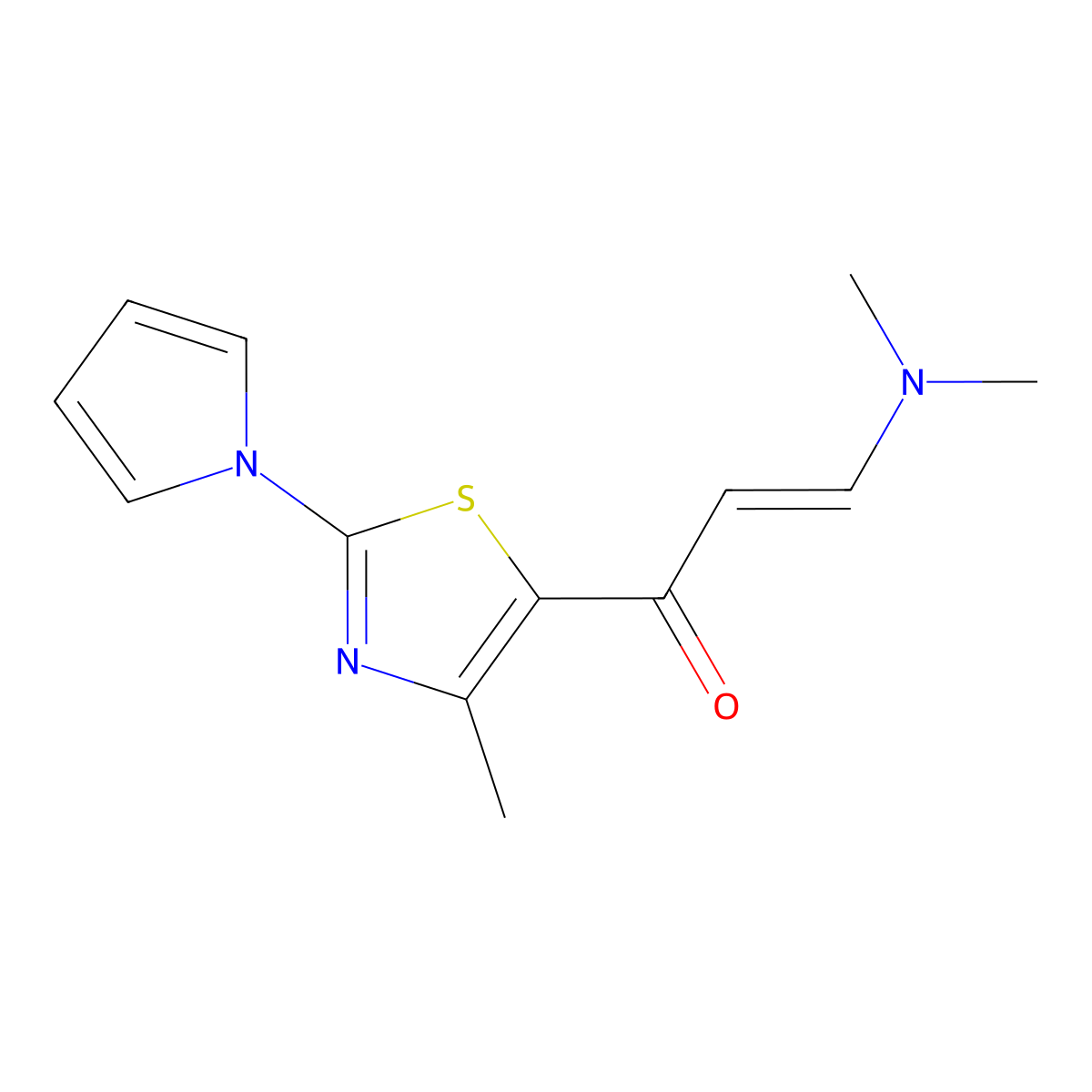 3-(dimethylamino)-1-[4-methyl-2-(1H-pyrrol-1-yl)-1,3-thiazol-5-yl]prop-2-en-1-one molecular structure, CAS 1823194-62-2