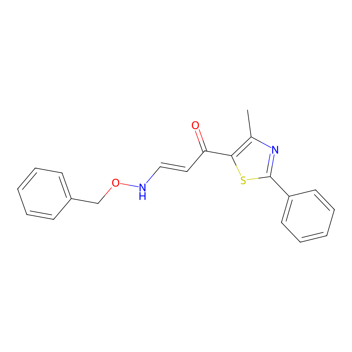 (2E)-3-[(benzyloxy)amino]-1-(4-methyl-2-phenyl-1,3-thiazol-5-yl)prop-2-en-1-one molecular structure, CAS 1823194-63-3