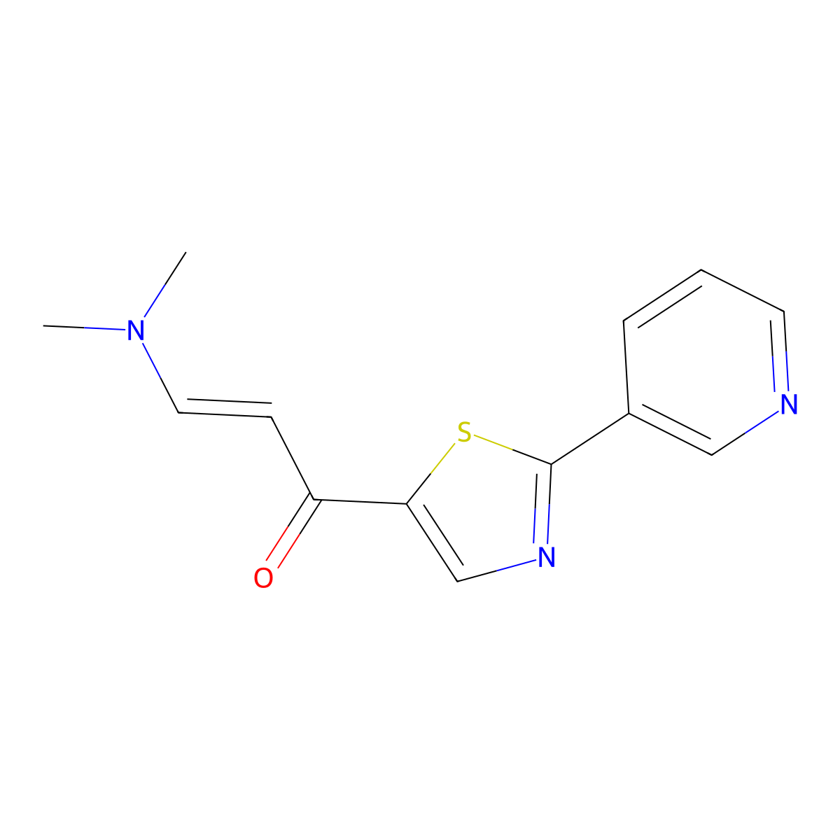 (2E)-3-(dimethylamino)-1-[2-(pyridin-3-yl)-1,3-thiazol-5-yl]prop-2-en-1-one molecular structure, CAS 1823194-88-2
