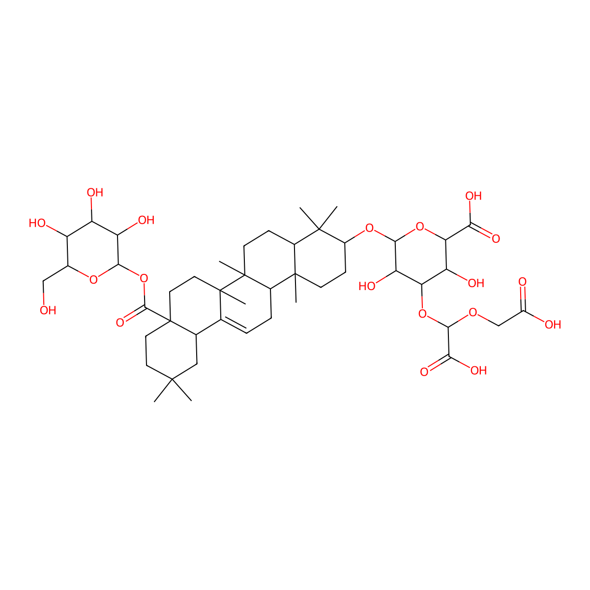 (S)-(3beta)-28-(beta-D-Glucopyranosyloxy)-28-oxoolean-12-en-3-yl 3-O-[carboxy(carboxymethoxy)methyl]-beta-D-glucopyranosiduronic acid molecular structure, CAS 182322-57-2