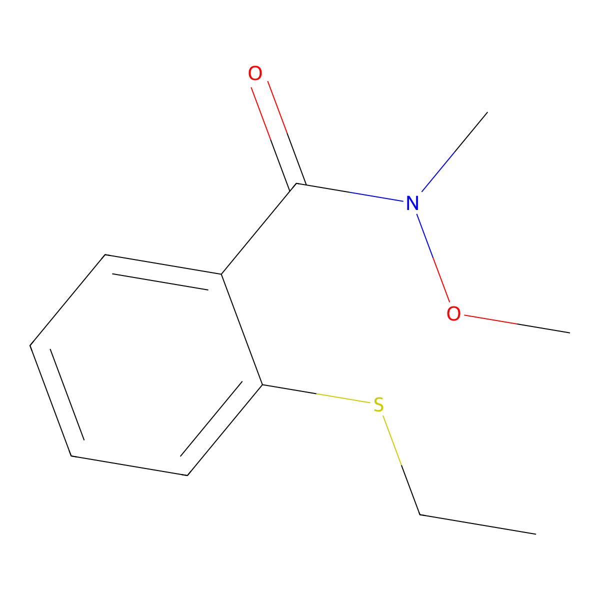 2-(ethylthio)-N-methoxy-N-methylbenzamide molecular structure, CAS 1823223-49-9