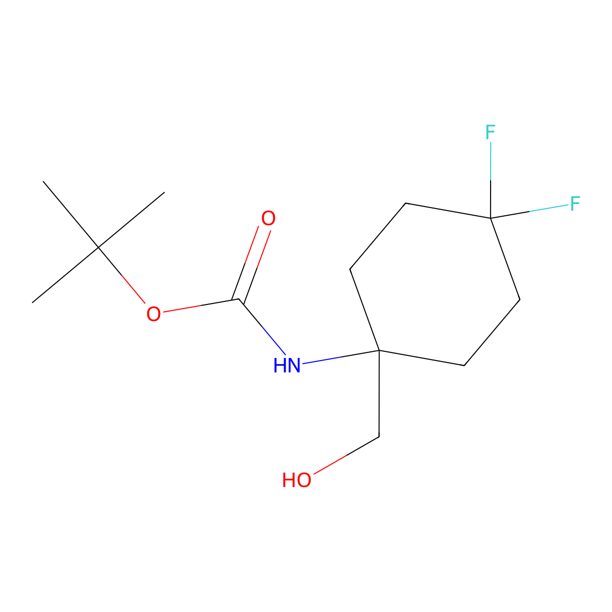 tert-butyl N-[4,4-difluoro-1-(hydroxymethyl)cyclohexyl]carbamate molecular structure, CAS 1823225-18-8