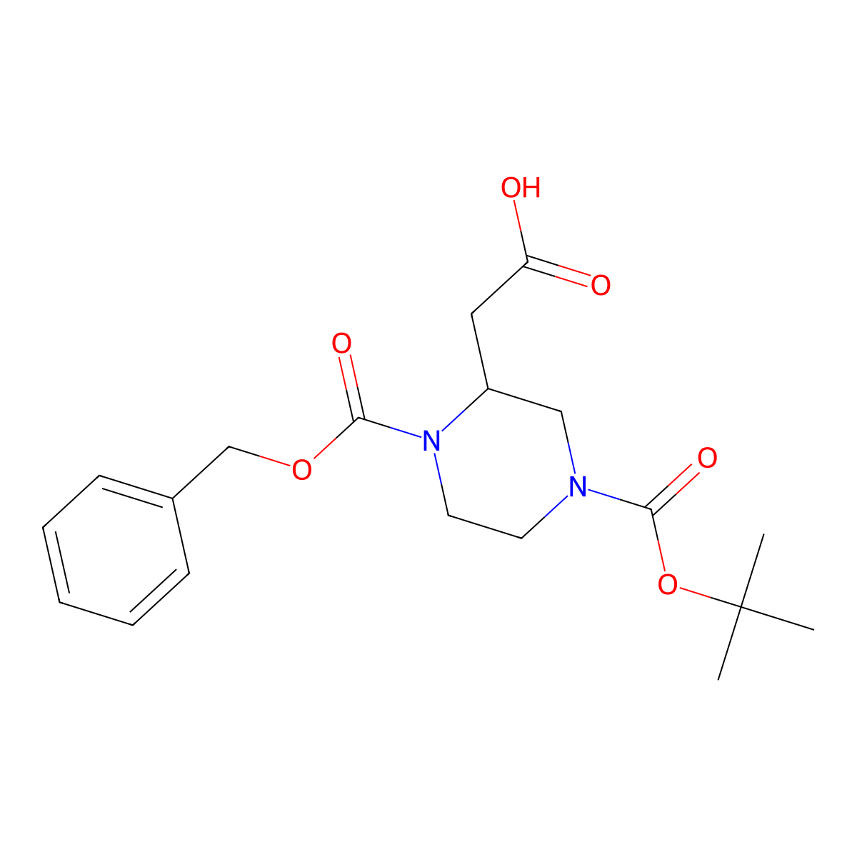 2-{1-[(Benzyloxy)carbonyl]-4-[(tert-butoxy)carbonyl]piperazin-2-yl}acetic acid molecular structure, CAS 1823226-82-9