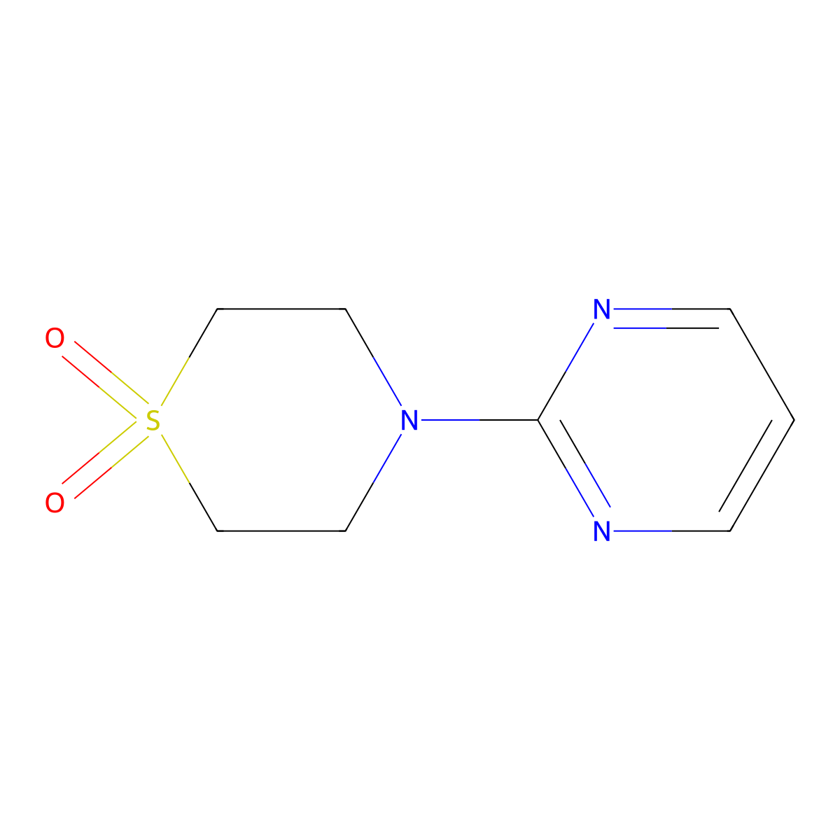 4-(Pyrimidin-2-yl)-1lambda6-thiomorpholine-1,1-dione molecular structure, CAS 1823226-96-5