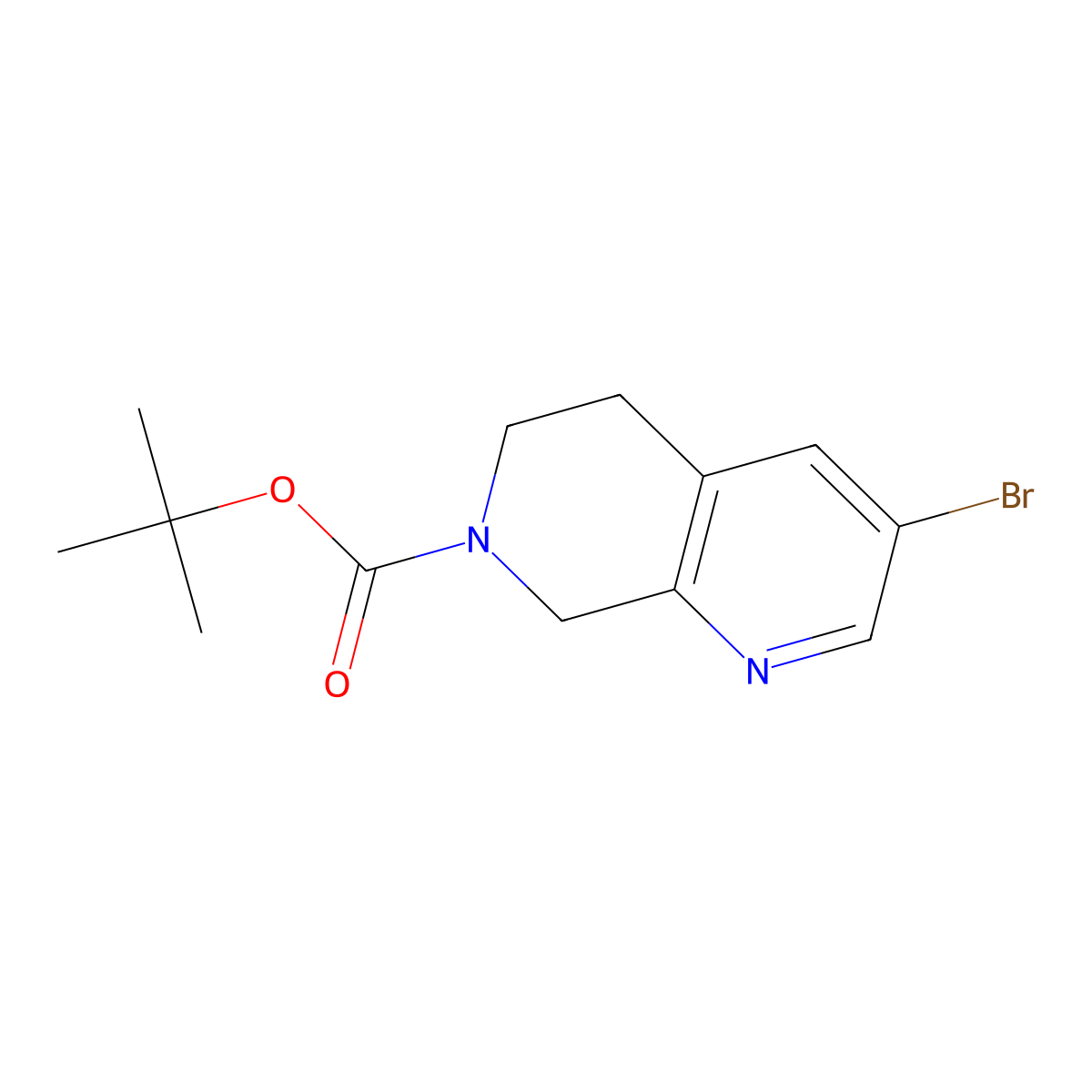 tert-Butyl 3-bromo-5,6-dihydro-1,7-naphthyridine-7(8H)-carboxylate molecular structure, CAS 1823228-83-6