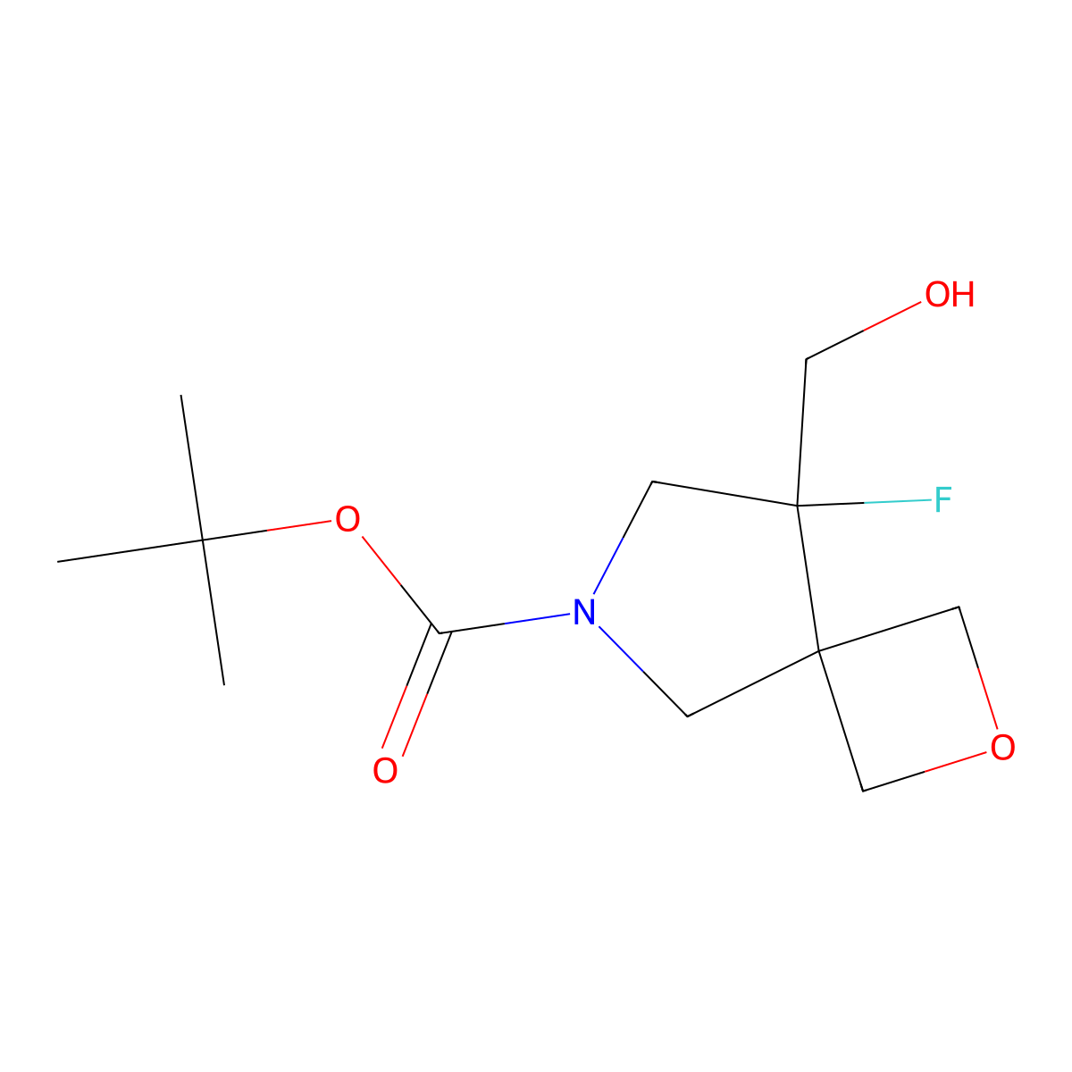tert-Butyl 8-fluoro-8-(hydroxymethyl)-2-oxa-6-azaspiro[3.4]octane-6-carboxylate molecular structure, CAS 1823228-96-1