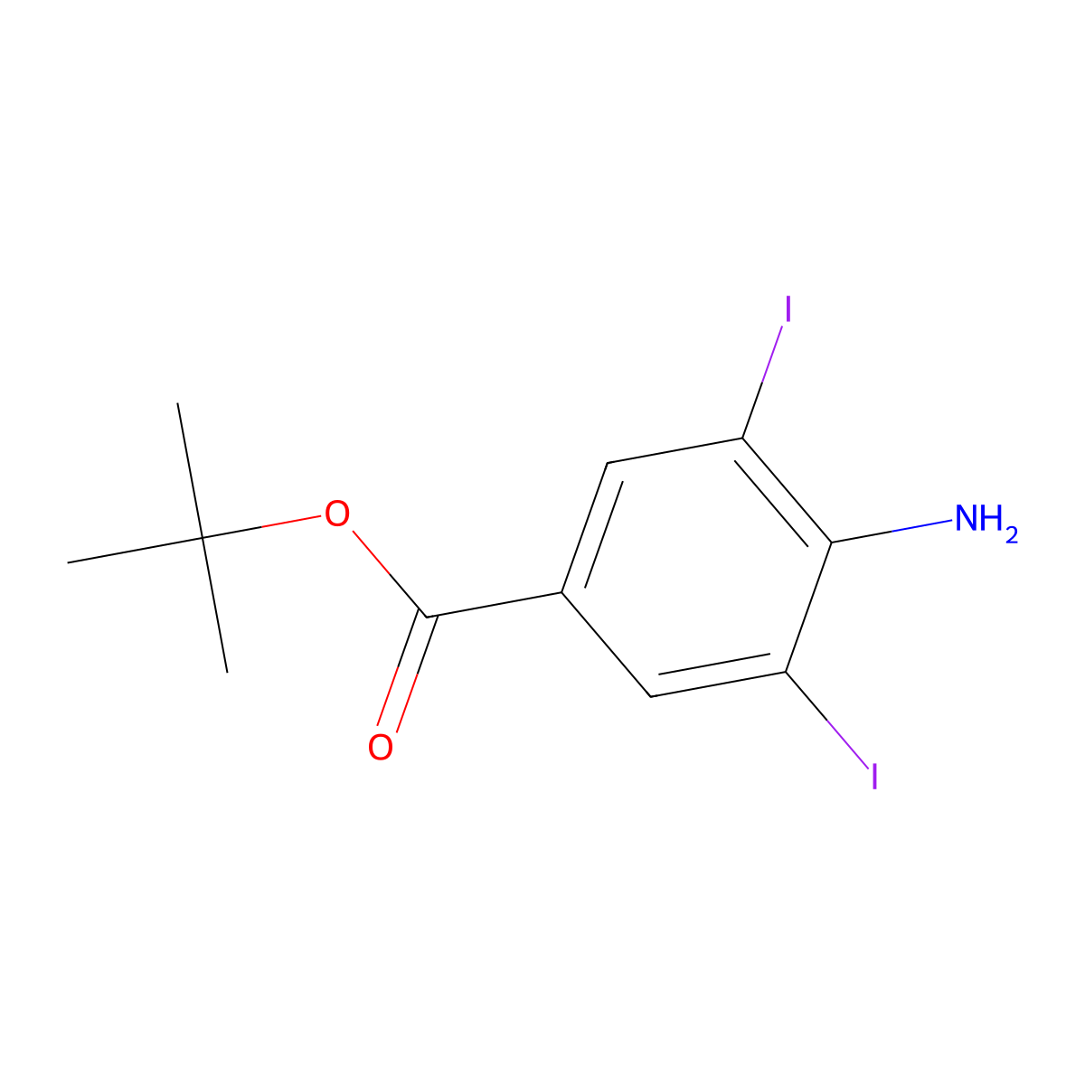 Tert-butyl 4-amino-3,5-diiodobenzoate molecular structure, CAS 1823229-00-0