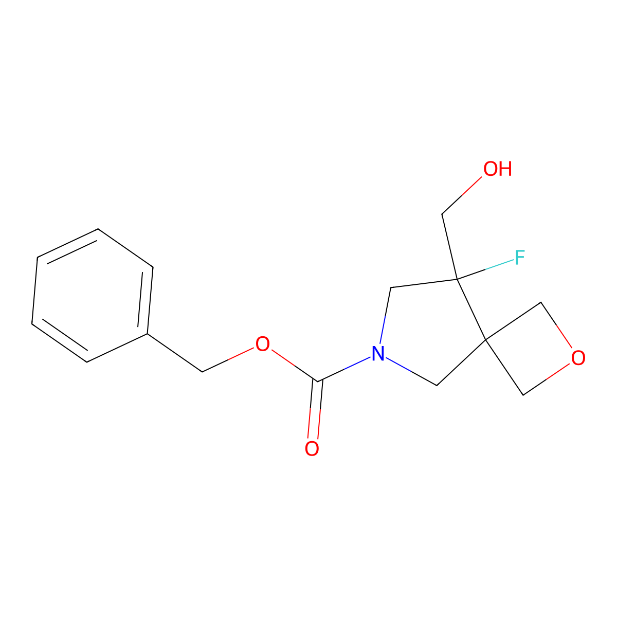Benzyl 8-fluoro-8-(hydroxymethyl)-2-oxa-6-azaspiro[3.4]octane-6-carboxylate molecular structure, CAS 1823229-01-1
