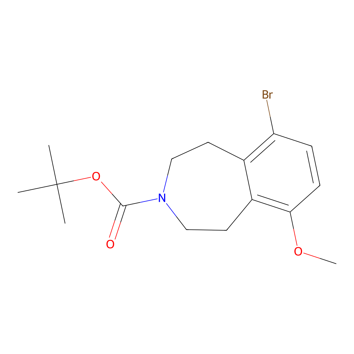 tert-butyl 6-bromo-9-methoxy-2,3,4,5-tetrahydro-1H-3-benzazepine-3-carboxylate molecular structure, CAS 1823229-09-9