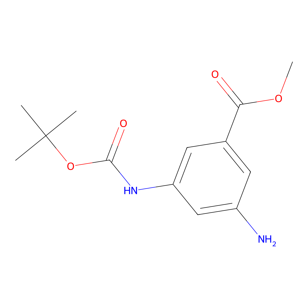 Methyl 3-amino-5-{[(tert-butoxy)carbonyl]amino}benzoate molecular structure, CAS 1823229-10-2
